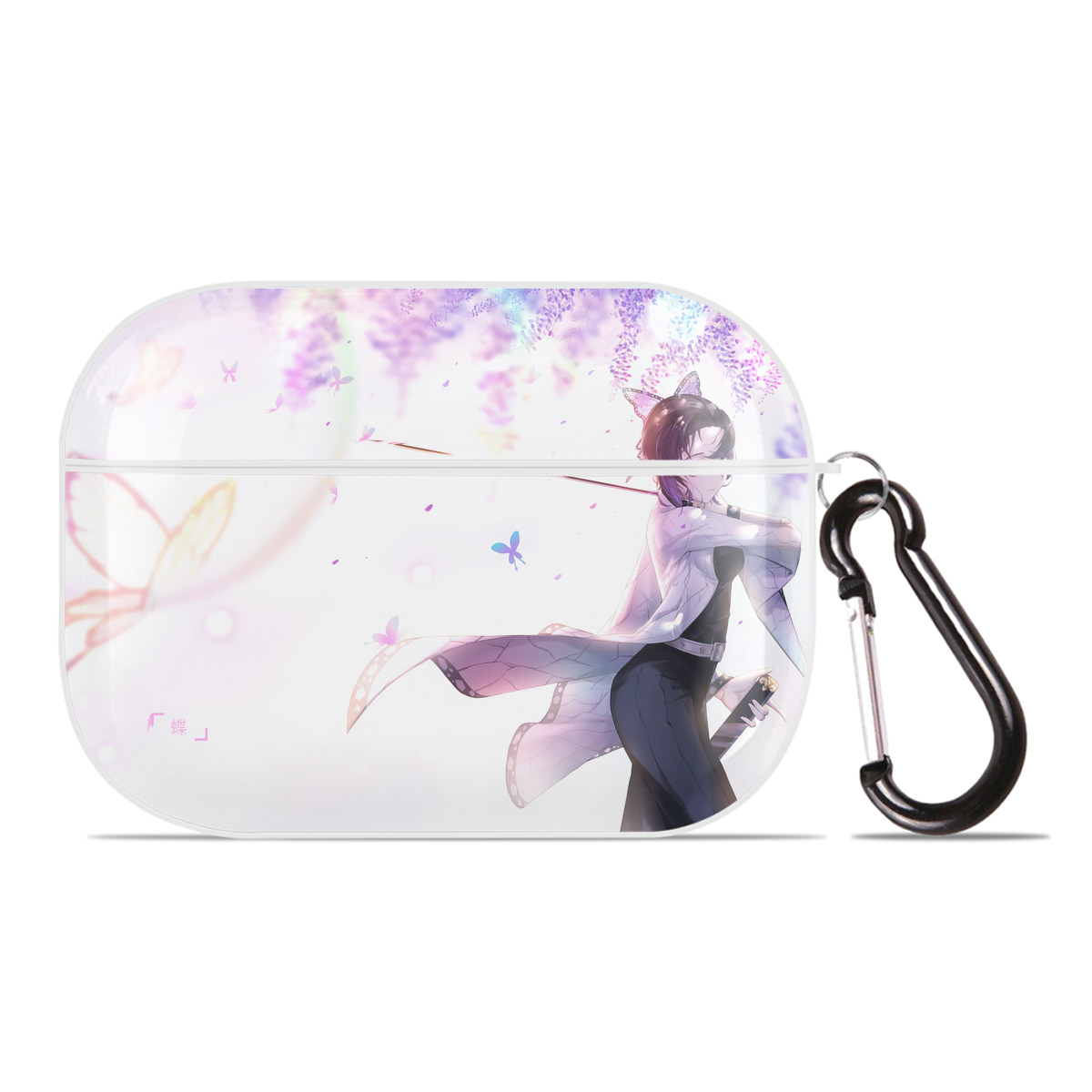 （画像用） 鬼滅の刃（きめつのやいば）蟲柱-胡蝶 しのぶ／こちょう しのぶ Kochou Shinobu 【AirPods Pro用】ハードシェル保護ケース 耐衝撃・防指紋・カラビナ付き商品仕様