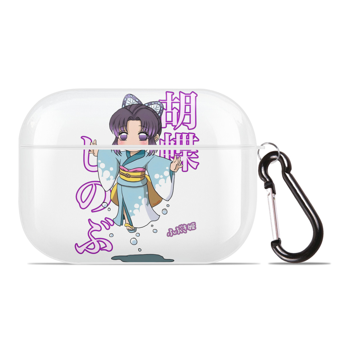 （画像用） 鬼滅の刃（きめつのやいば）蟲柱-胡蝶 しのぶ／こちょう しのぶ Kochou Shinobu 【AirPods Pro用】ハードシェル保護ケース 耐衝撃・防指紋・カラビナ付き商品仕様
