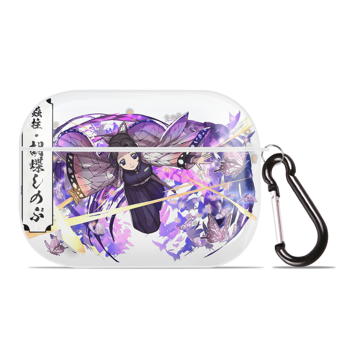 （画像用） 鬼滅の刃（きめつのやいば）蟲柱-胡蝶 しのぶ／こちょう しのぶ Kochou Shinobu 【AirPods Pro用】ハードシェル保護ケース 耐衝撃・防指紋・カラビナ付き商品仕様
