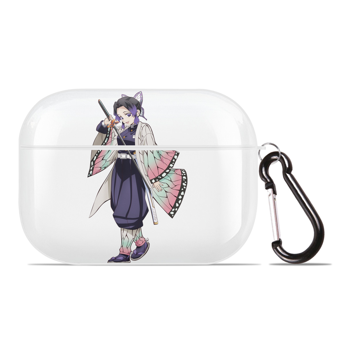 （画像用） 鬼滅の刃（きめつのやいば）蟲柱-胡蝶 しのぶ／こちょう しのぶ Kochou Shinobu 【AirPods Pro用】ハードシェル保護ケース 耐衝撃・防指紋・カラビナ付き商品仕様