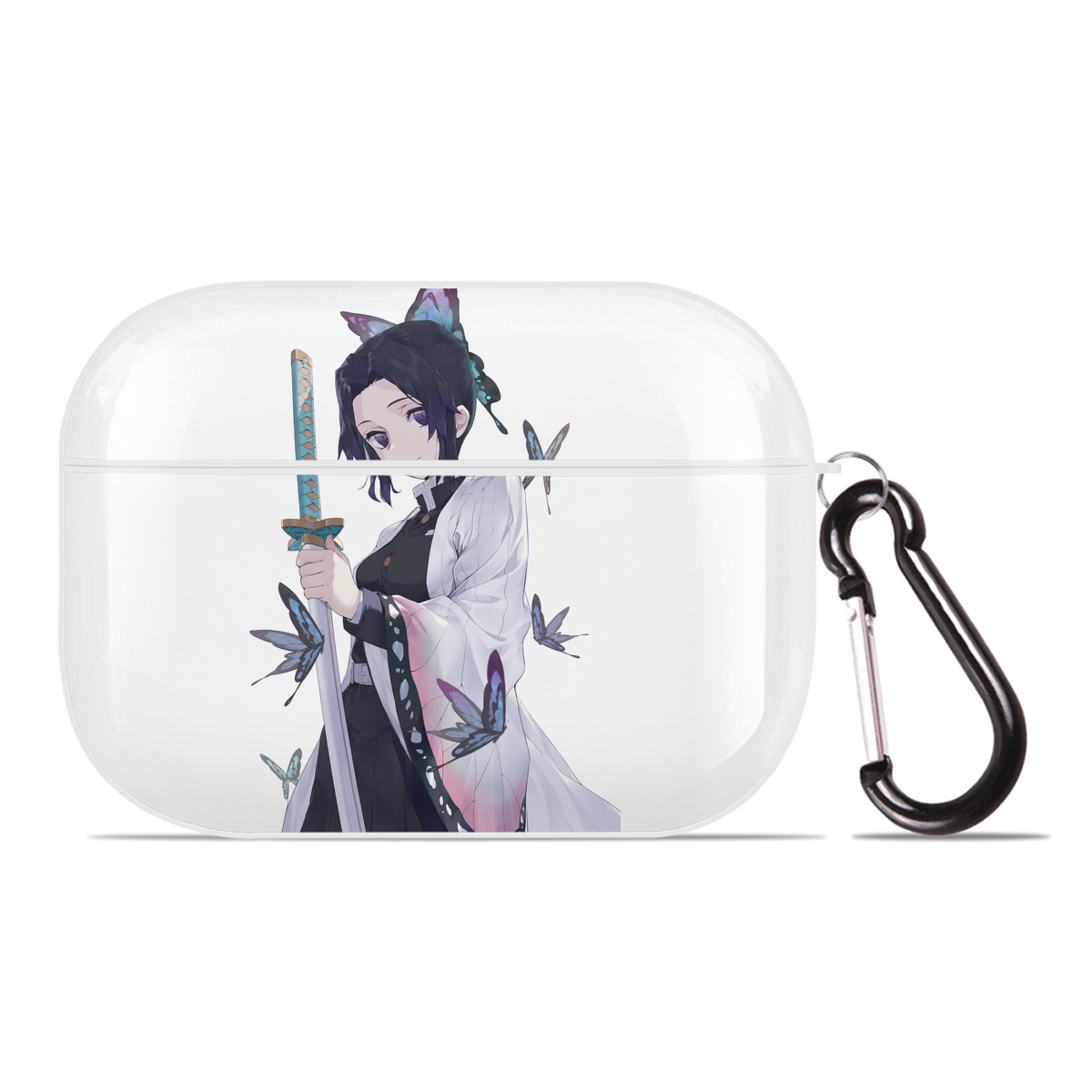 （画像用） 鬼滅の刃（きめつのやいば）蟲柱-胡蝶 しのぶ／こちょう しのぶ Kochou Shinobu 【AirPods Pro用】ハードシェル保護ケース 耐衝撃・防指紋・カラビナ付き商品仕様
