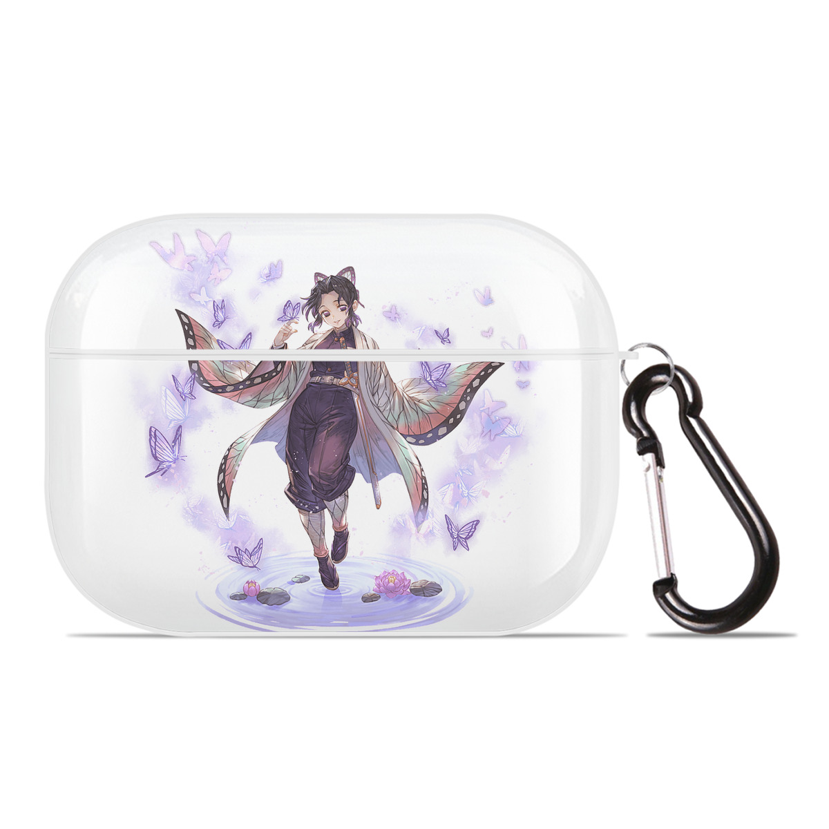 （画像用） 鬼滅の刃（きめつのやいば）蟲柱-胡蝶 しのぶ／こちょう しのぶ Kochou Shinobu 【AirPods Pro用】ハードシェル保護ケース 耐衝撃・防指紋・カラビナ付き商品仕様