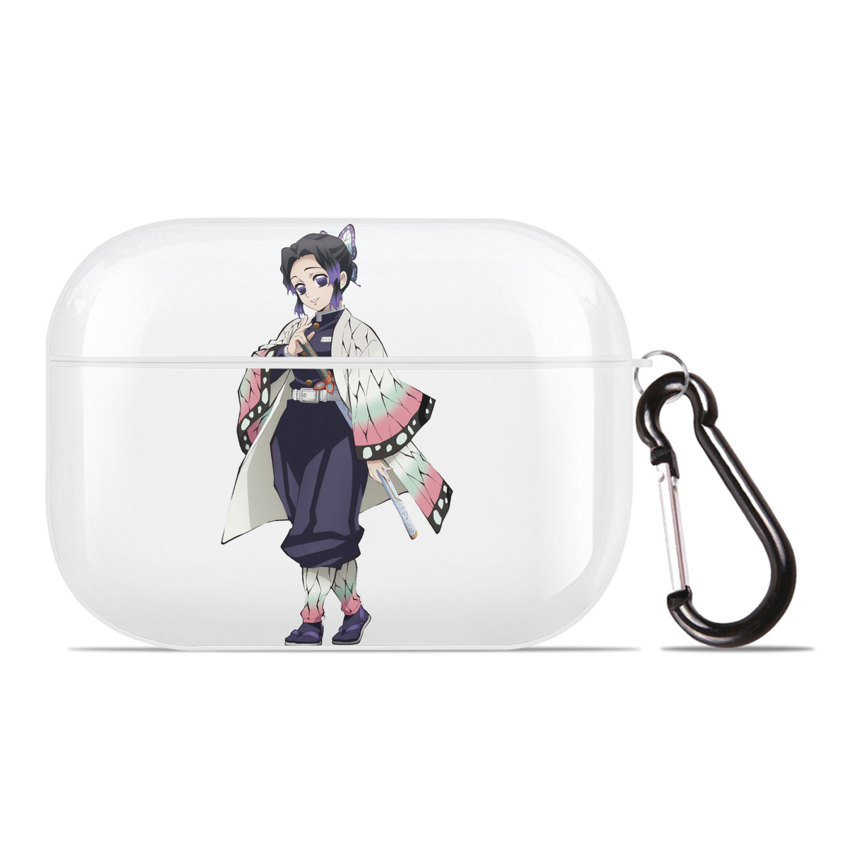 （画像用） 鬼滅の刃（きめつのやいば）蟲柱-胡蝶 しのぶ／こちょう しのぶ Kochou Shinobu 【AirPods Pro用】ハードシェル保護ケース 耐衝撃・防指紋・カラビナ付き商品仕様