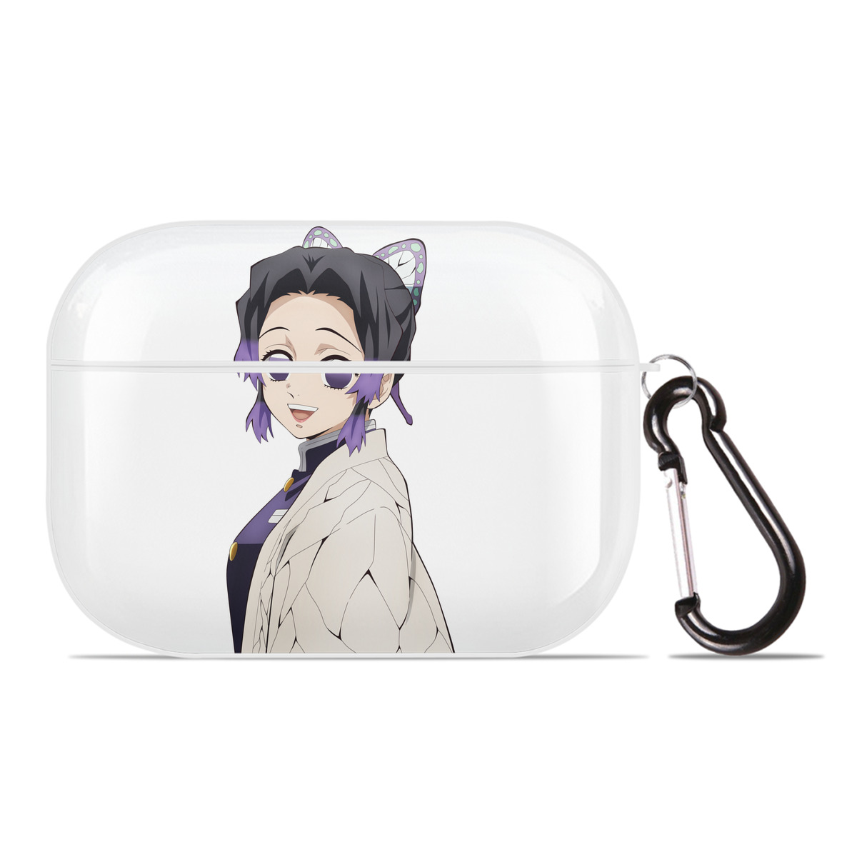 （画像用） 鬼滅の刃（きめつのやいば）蟲柱-胡蝶 しのぶ／こちょう しのぶ Kochou Shinobu 【AirPods Pro用】ハードシェル保護ケース 耐衝撃・防指紋・カラビナ付き商品仕様