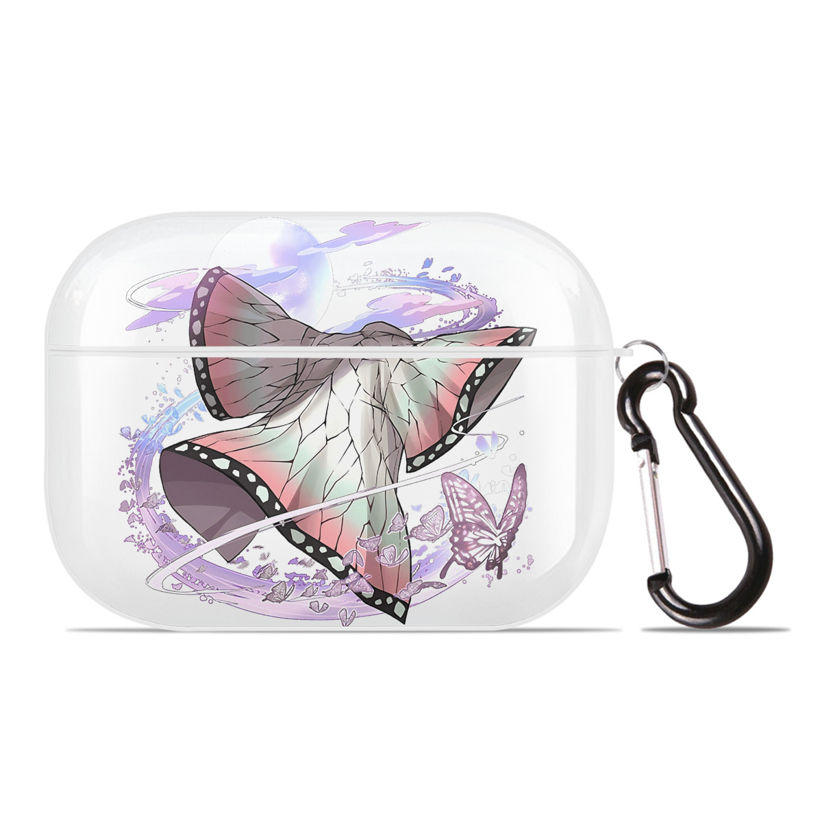（画像用） 鬼滅の刃（きめつのやいば）蟲柱-胡蝶 しのぶ／こちょう しのぶ Kochou Shinobu 【AirPods Pro用】ハードシェル保護ケース 耐衝撃・防指紋・カラビナ付き商品仕様