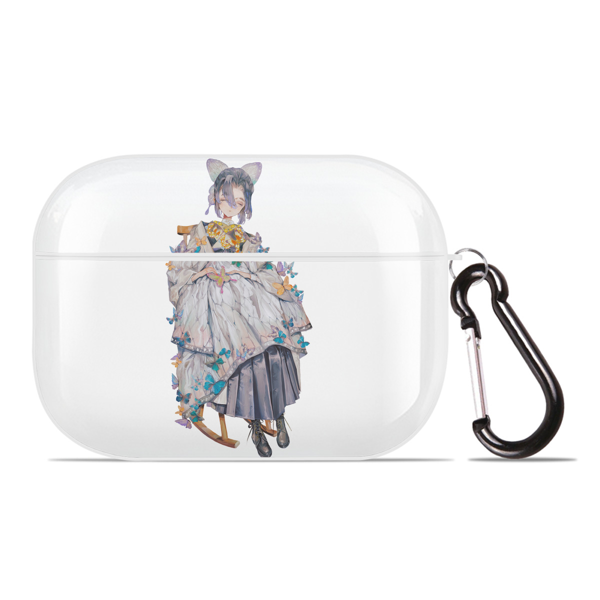 （画像用） 鬼滅の刃（きめつのやいば）蟲柱-胡蝶 しのぶ／こちょう しのぶ Kochou Shinobu 【AirPods Pro用】ハードシェル保護ケース 耐衝撃・防指紋・カラビナ付き商品仕様