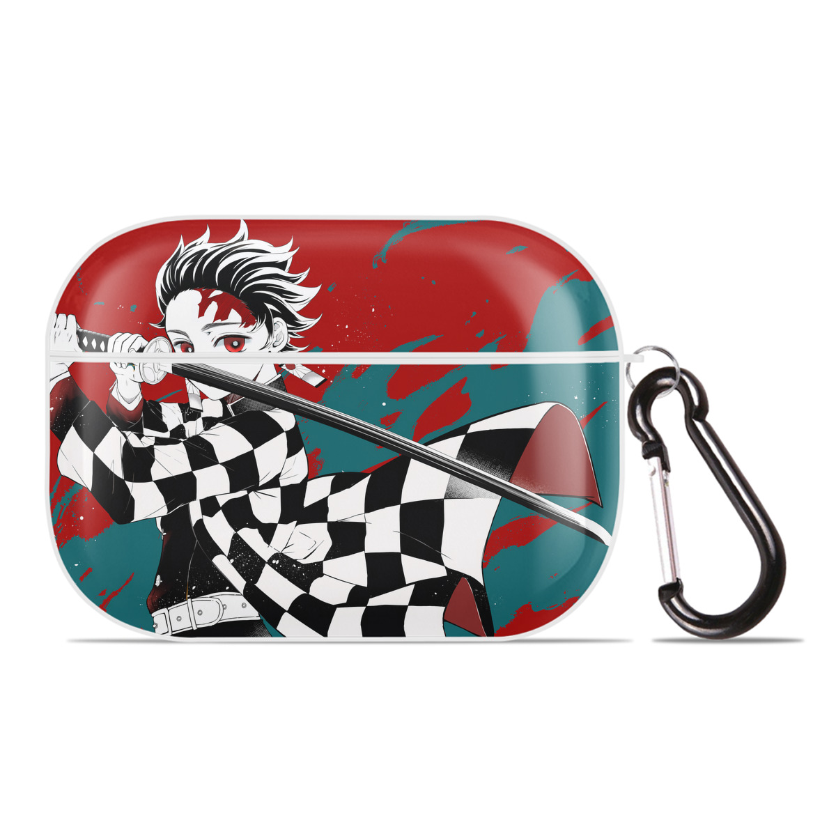 （画像用） 鬼滅の刃（きめつのやいば）竈門 炭治郎／かまど たんじろう Kamado Tanjirou 【AirPods Pro用】ハードシェル保護ケース 耐衝撃・防指紋・カラビナ付き商品仕様