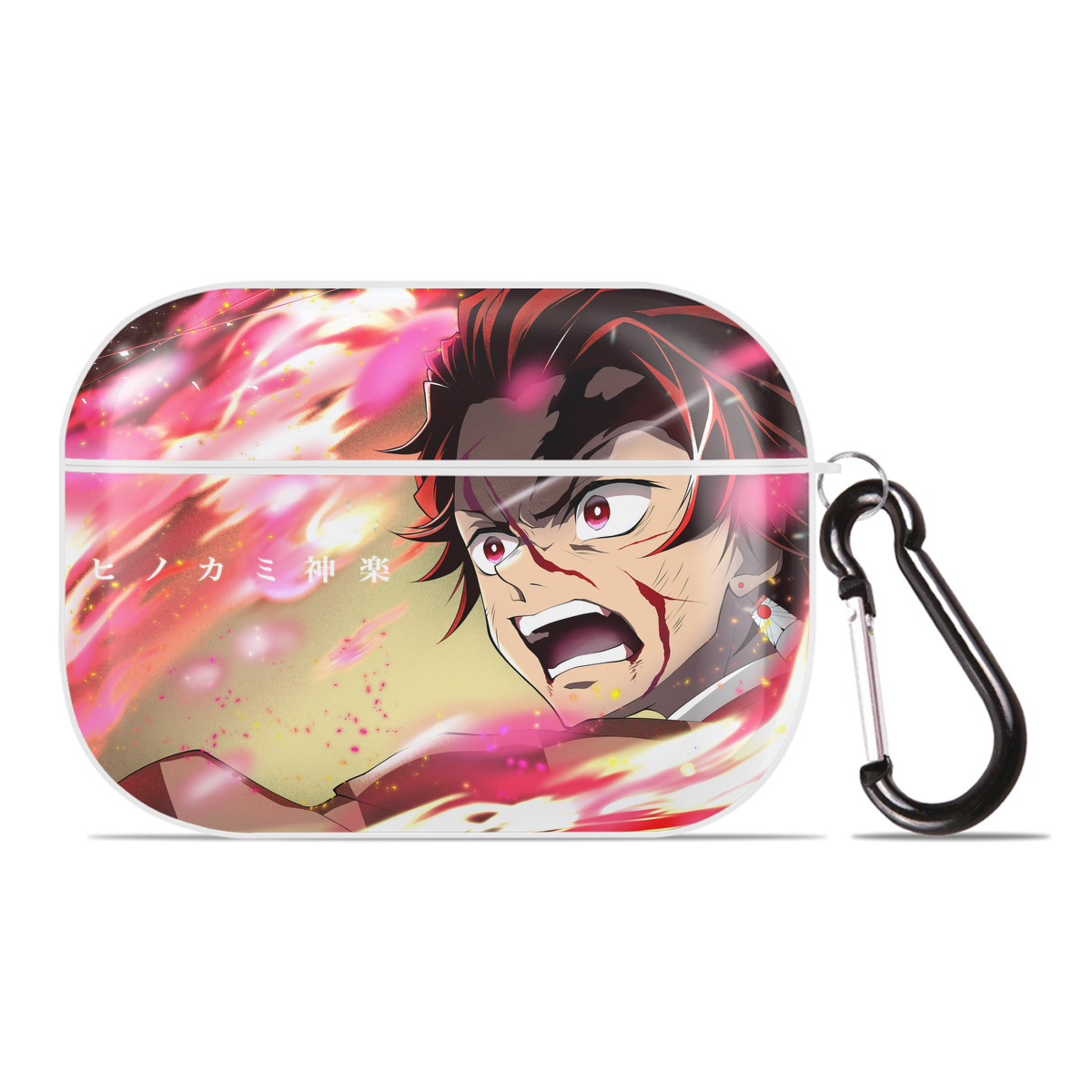 （画像用） 鬼滅の刃（きめつのやいば）竈門 炭治郎／かまど たんじろう Kamado Tanjirou 【AirPods Pro用】ハードシェル保護ケース 耐衝撃・防指紋・カラビナ付き商品仕様