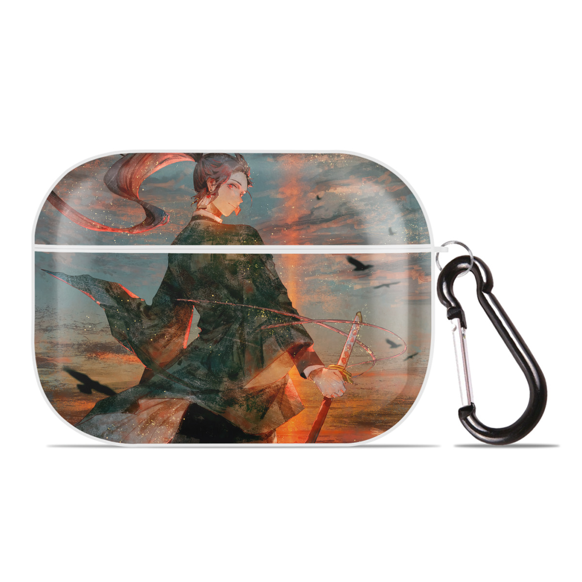 （画像用） 鬼滅の刃（きめつのやいば）竈門 炭治郎／かまど たんじろう Kamado Tanjirou 【AirPods Pro用】ハードシェル保護ケース 耐衝撃・防指紋・カラビナ付き商品仕様