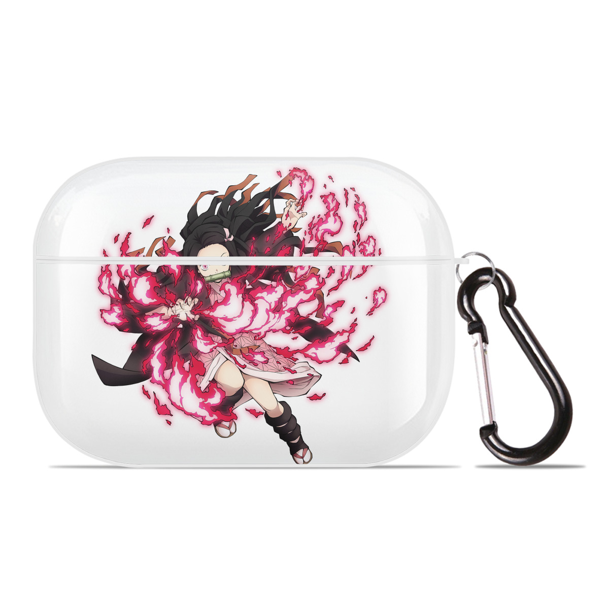 （画像用） 鬼滅の刃（きめつのやいば）竈門 禰󠄀豆子／かまど ねずこ Kamado Nezuko 【AirPods Pro用】ハードシェル保護ケース 耐衝撃・防指紋・カラビナ付き商品仕様