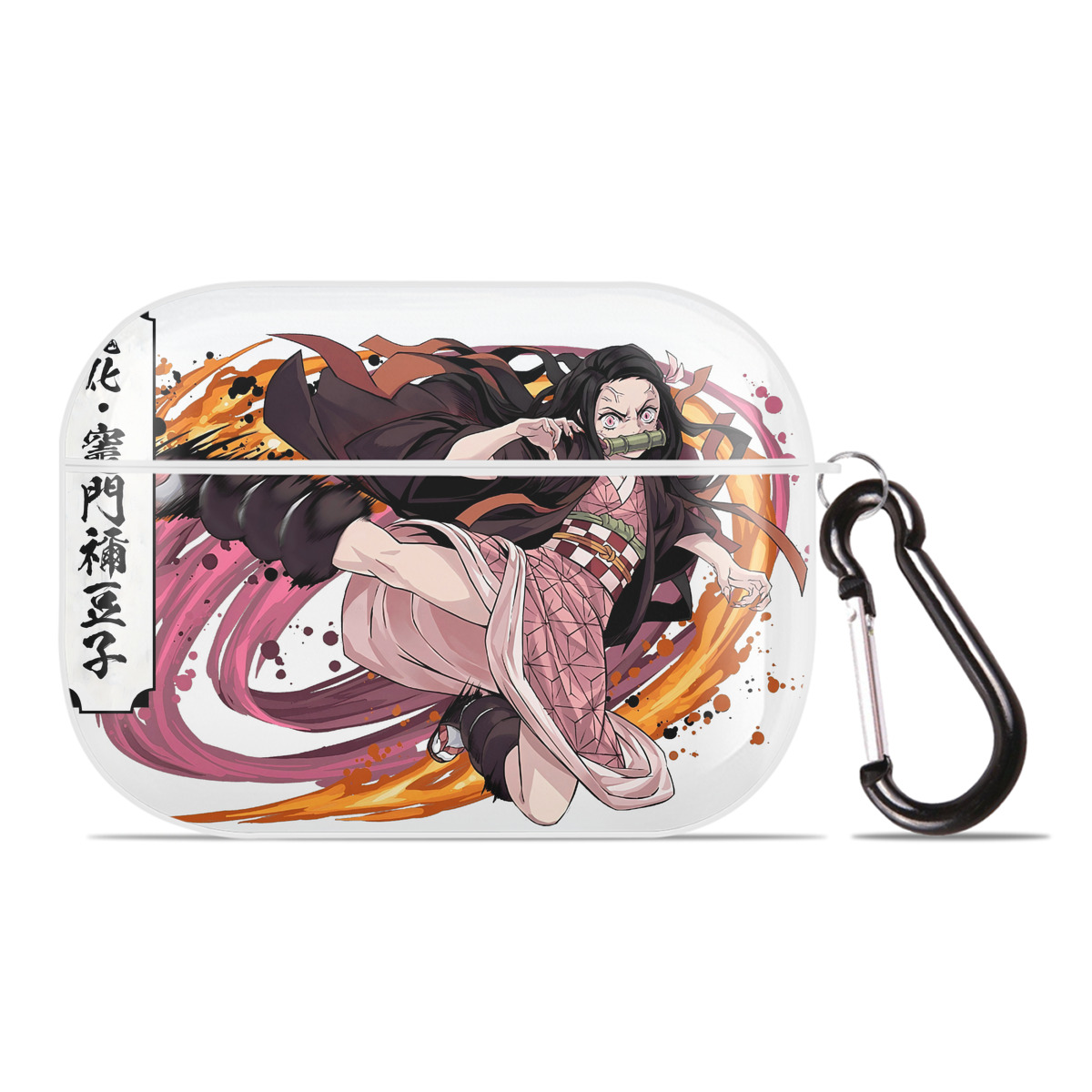 （画像用） 鬼滅の刃（きめつのやいば）竈門 禰󠄀豆子／かまど ねずこ Kamado Nezuko 【AirPods Pro用】ハードシェル保護ケース 耐衝撃・防指紋・カラビナ付き商品仕様