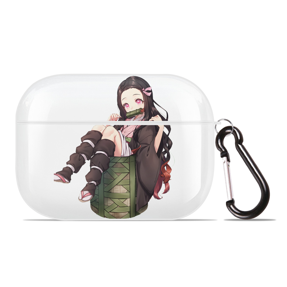 （画像用） 鬼滅の刃（きめつのやいば）竈門 禰󠄀豆子／かまど ねずこ Kamado Nezuko 【AirPods Pro用】ハードシェル保護ケース 耐衝撃・防指紋・カラビナ付き商品仕様
