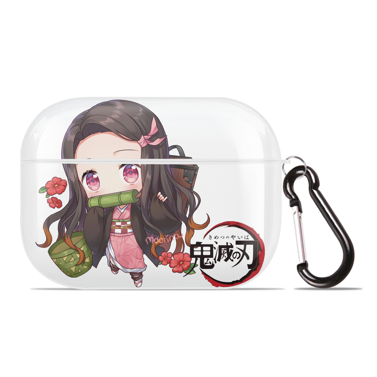 （画像用） 鬼滅の刃（きめつのやいば）竈門 禰󠄀豆子／かまど ねずこ Kamado Nezuko 【AirPods Pro用】ハードシェル保護ケース 耐衝撃・防指紋・カラビナ付き商品仕様