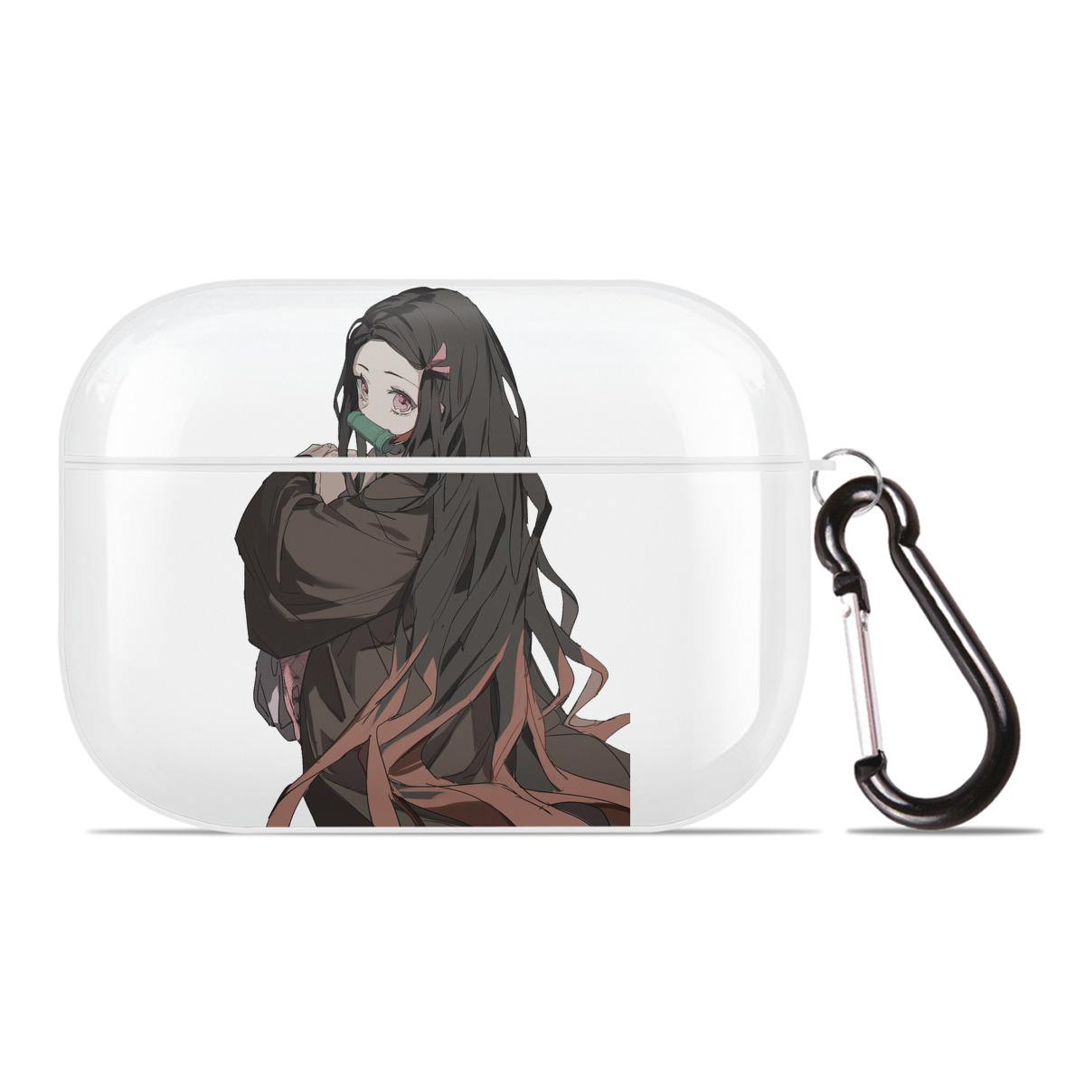 （画像用） 鬼滅の刃（きめつのやいば）竈門 禰󠄀豆子／かまど ねずこ Kamado Nezuko 【AirPods Pro用】ハードシェル保護ケース 耐衝撃・防指紋・カラビナ付き商品仕様