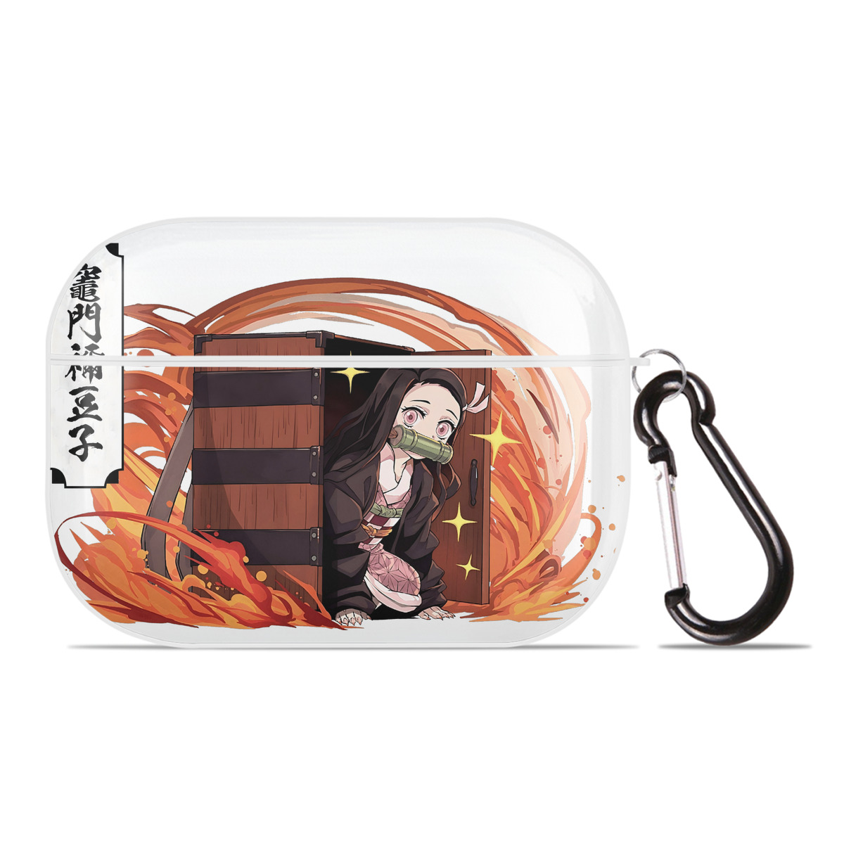 （画像用） 鬼滅の刃（きめつのやいば）竈門 禰󠄀豆子／かまど ねずこ Kamado Nezuko 【AirPods Pro用】ハードシェル保護ケース 耐衝撃・防指紋・カラビナ付き商品仕様