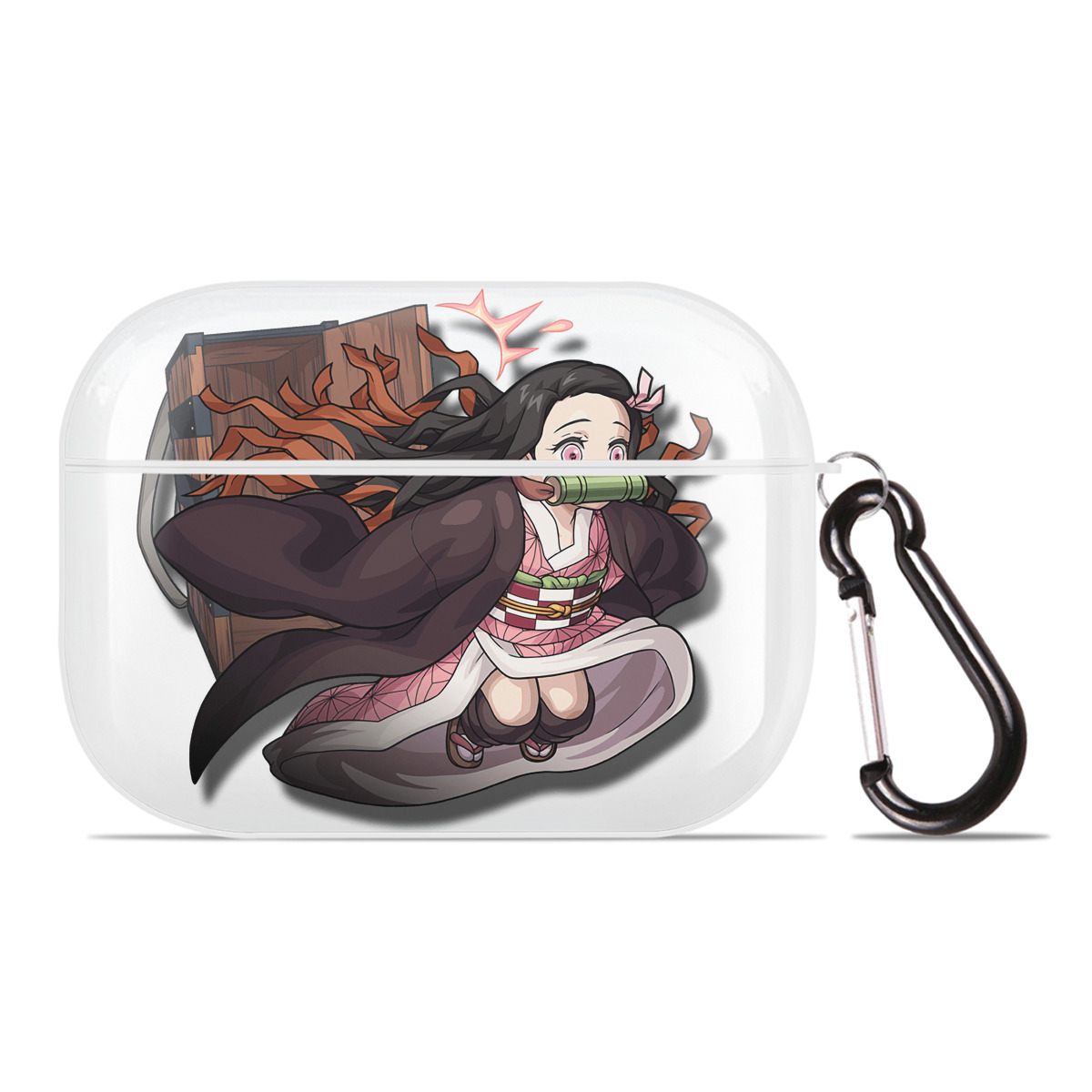（画像用） 鬼滅の刃（きめつのやいば）竈門 禰󠄀豆子／かまど ねずこ Kamado Nezuko 【AirPods Pro用】ハードシェル保護ケース 耐衝撃・防指紋・カラビナ付き商品仕様
