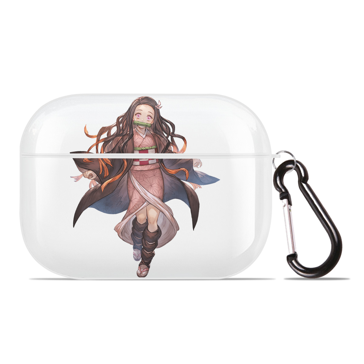 （画像用） 鬼滅の刃（きめつのやいば）竈門 禰󠄀豆子／かまど ねずこ Kamado Nezuko 【AirPods Pro用】ハードシェル保護ケース 耐衝撃・防指紋・カラビナ付き商品仕様