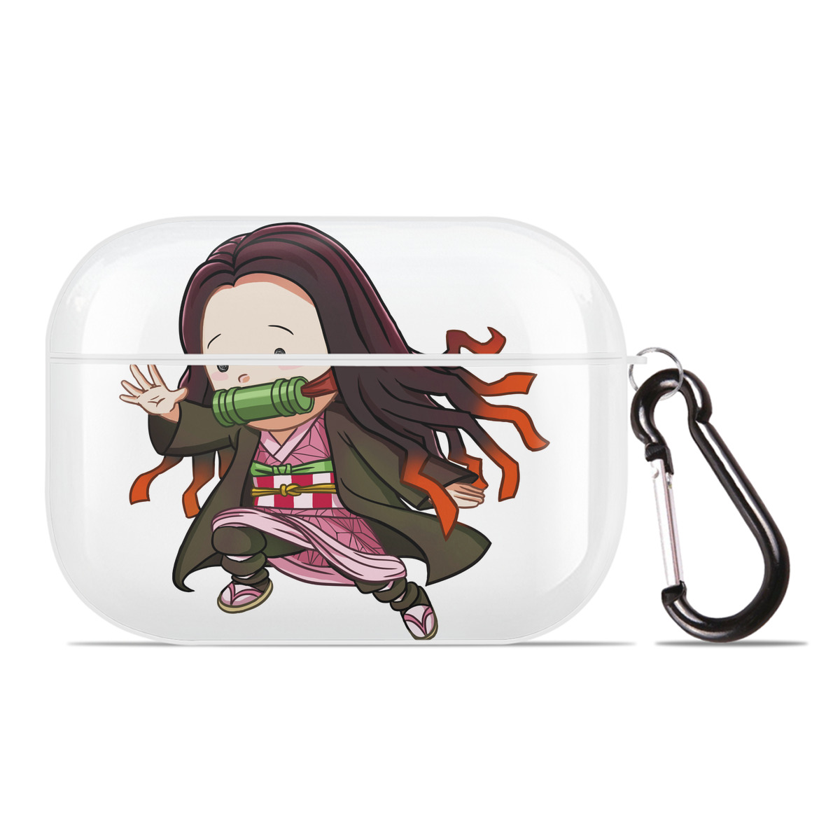 （画像用） 鬼滅の刃（きめつのやいば）竈門 禰󠄀豆子／かまど ねずこ Kamado Nezuko 【AirPods Pro用】ハードシェル保護ケース 耐衝撃・防指紋・カラビナ付き商品仕様