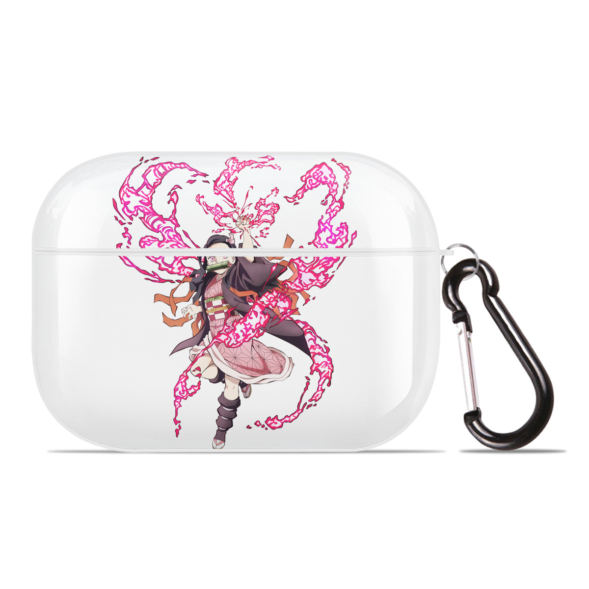 （画像用） 鬼滅の刃（きめつのやいば）竈門 禰󠄀豆子／かまど ねずこ Kamado Nezuko 【AirPods Pro用】ハードシェル保護ケース 耐衝撃・防指紋・カラビナ付き商品仕様