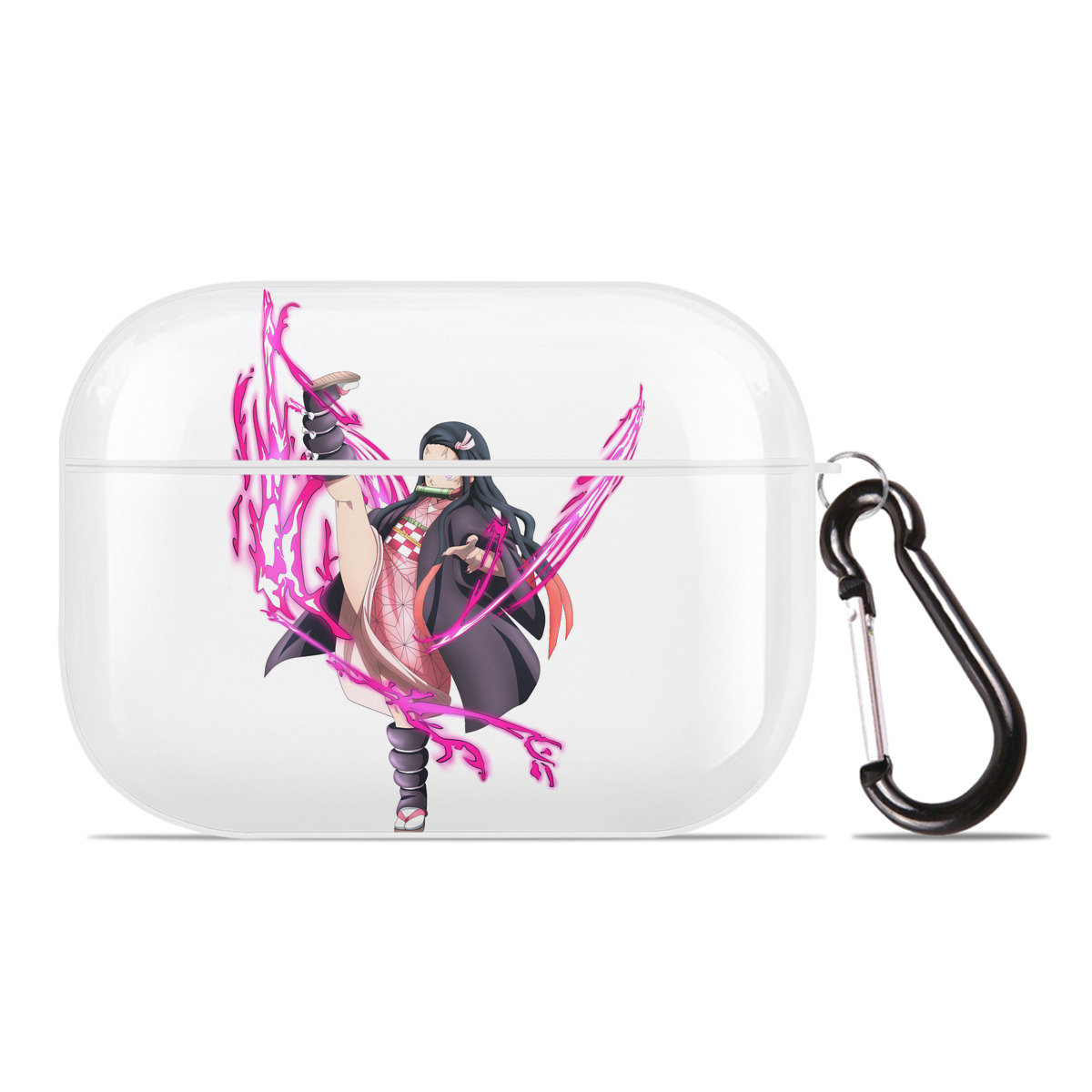 （画像用） 鬼滅の刃（きめつのやいば）竈門 禰󠄀豆子／かまど ねずこ Kamado Nezuko 【AirPods Pro用】ハードシェル保護ケース 耐衝撃・防指紋・カラビナ付き商品仕様