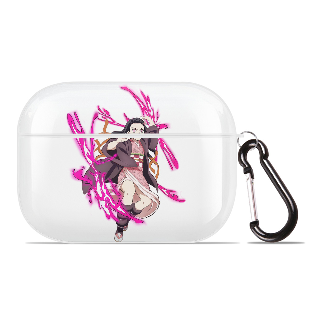 （画像用） 鬼滅の刃（きめつのやいば）竈門 禰󠄀豆子／かまど ねずこ Kamado Nezuko 【AirPods Pro用】ハードシェル保護ケース 耐衝撃・防指紋・カラビナ付き商品仕様