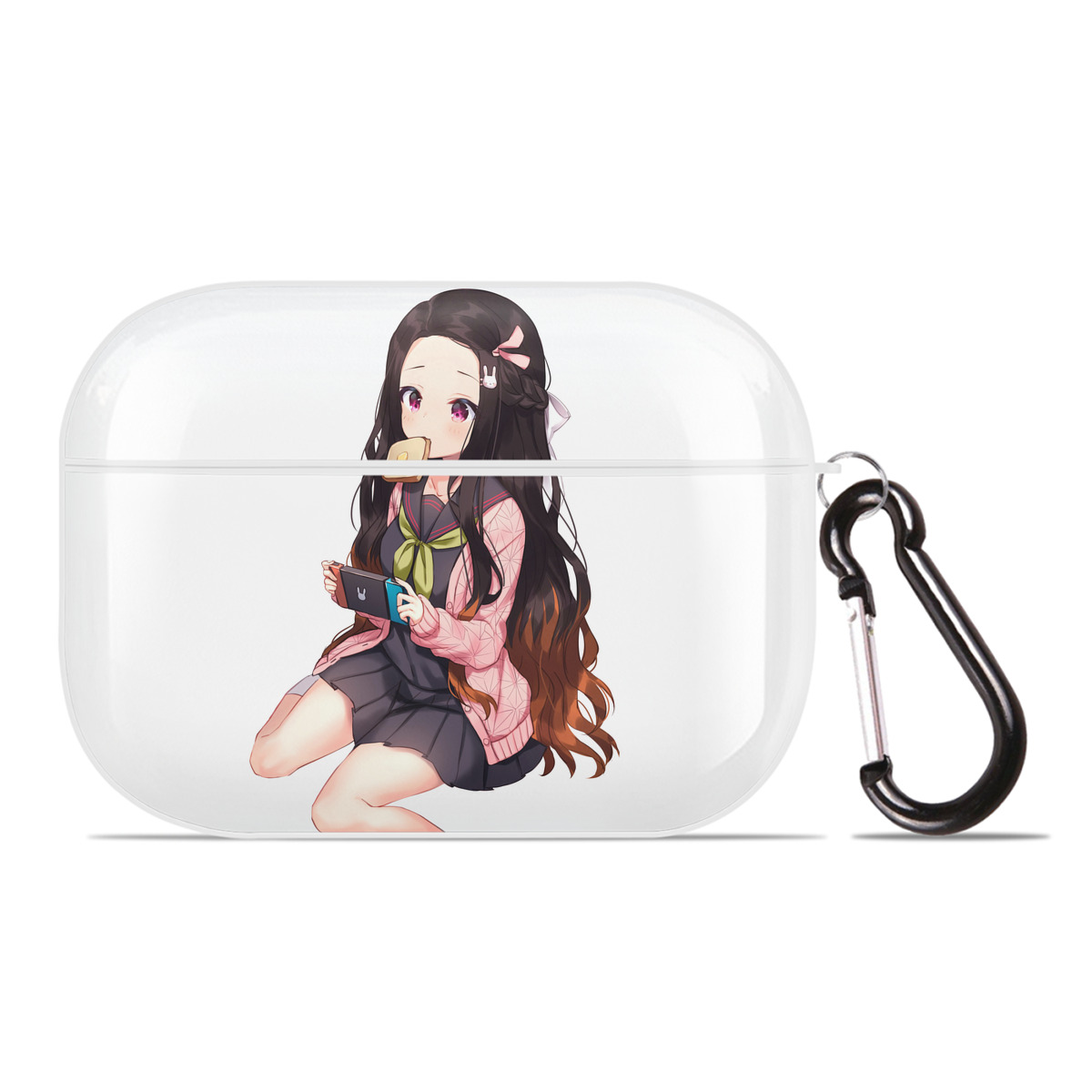 （画像用） 鬼滅の刃（きめつのやいば）竈門 禰󠄀豆子／かまど ねずこ Kamado Nezuko 【AirPods Pro用】ハードシェル保護ケース 耐衝撃・防指紋・カラビナ付き商品仕様