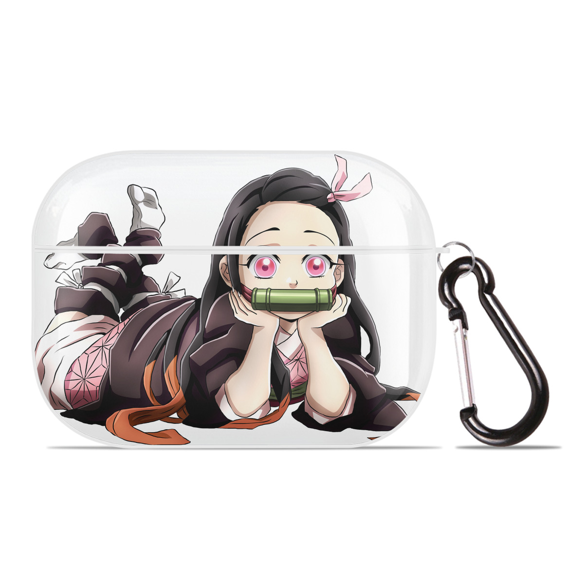 （画像用） 鬼滅の刃（きめつのやいば）竈門 禰󠄀豆子／かまど ねずこ Kamado Nezuko 【AirPods Pro用】ハードシェル保護ケース 耐衝撃・防指紋・カラビナ付き商品仕様