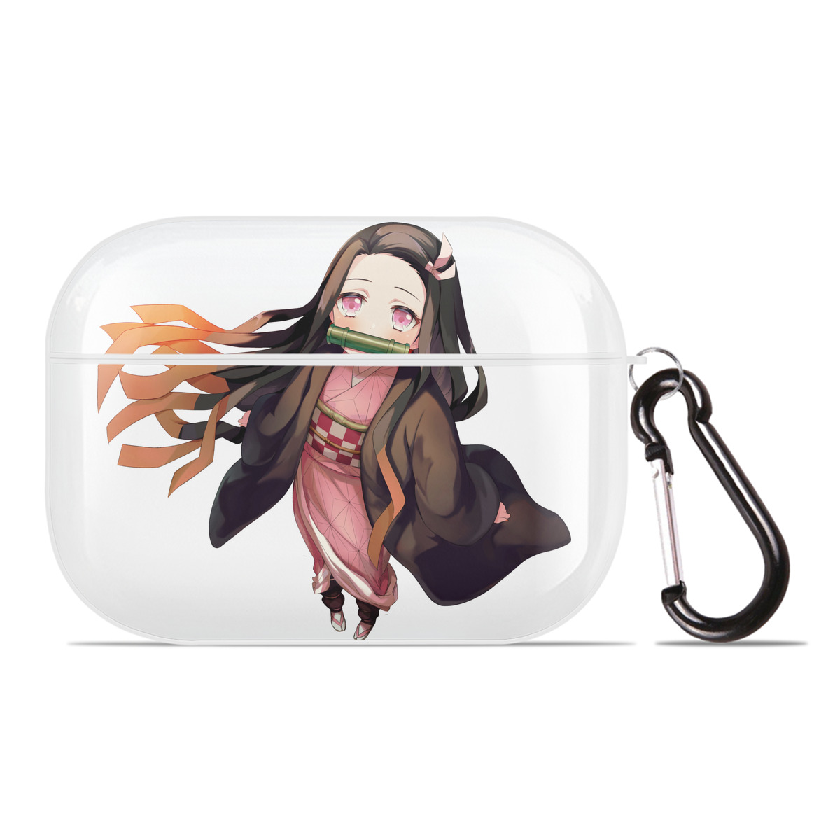 （画像用） 鬼滅の刃（きめつのやいば）竈門 禰󠄀豆子／かまど ねずこ Kamado Nezuko 【AirPods Pro用】ハードシェル保護ケース 耐衝撃・防指紋・カラビナ付き商品仕様