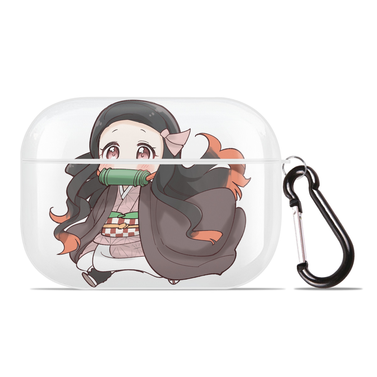 （画像用） 鬼滅の刃（きめつのやいば）竈門 禰󠄀豆子／かまど ねずこ Kamado Nezuko 【AirPods Pro用】ハードシェル保護ケース 耐衝撃・防指紋・カラビナ付き商品仕様