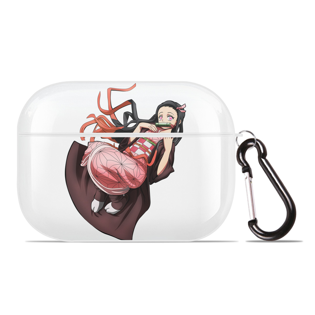（画像用） 鬼滅の刃（きめつのやいば）竈門 禰󠄀豆子／かまど ねずこ Kamado Nezuko 【AirPods Pro用】ハードシェル保護ケース 耐衝撃・防指紋・カラビナ付き商品仕様
