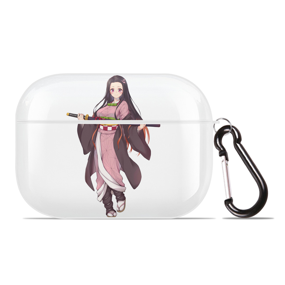 （画像用） 鬼滅の刃（きめつのやいば）竈門 禰󠄀豆子／かまど ねずこ Kamado Nezuko 【AirPods Pro用】ハードシェル保護ケース 耐衝撃・防指紋・カラビナ付き商品仕様