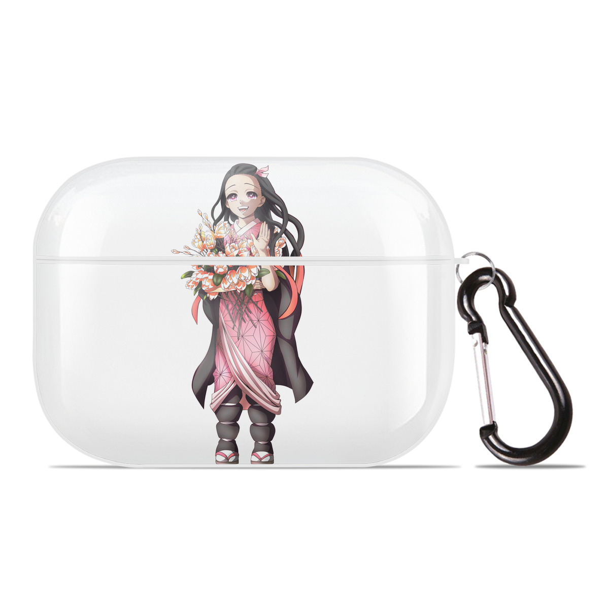 （画像用） 鬼滅の刃（きめつのやいば）竈門 禰󠄀豆子／かまど ねずこ Kamado Nezuko 【AirPods Pro用】ハードシェル保護ケース 耐衝撃・防指紋・カラビナ付き商品仕様