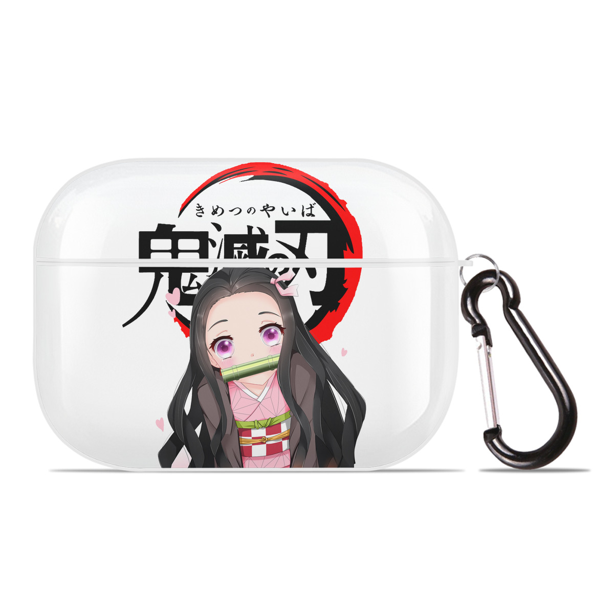（画像用） 鬼滅の刃（きめつのやいば）竈門 禰󠄀豆子／かまど ねずこ Kamado Nezuko 【AirPods Pro用】ハードシェル保護ケース 耐衝撃・防指紋・カラビナ付き商品仕様