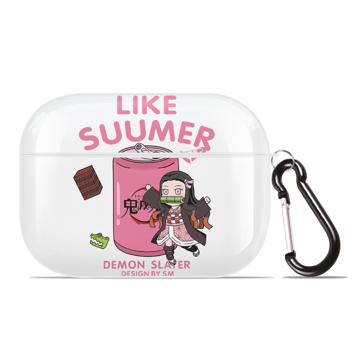 （画像用） 鬼滅の刃（きめつのやいば）竈門 禰󠄀豆子／かまど ねずこ Kamado Nezuko 【AirPods Pro用】ハードシェル保護ケース 耐衝撃・防指紋・カラビナ付き商品仕様