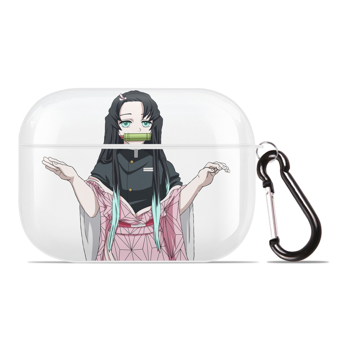 （画像用） 鬼滅の刃（きめつのやいば）竈門 禰󠄀豆子／かまど ねずこ Kamado Nezuko 【AirPods Pro用】ハードシェル保護ケース 耐衝撃・防指紋・カラビナ付き商品仕様