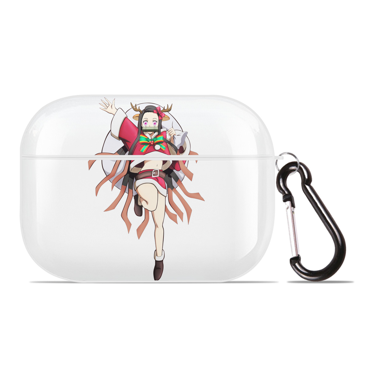 （画像用） 鬼滅の刃（きめつのやいば）竈門 禰󠄀豆子／かまど ねずこ Kamado Nezuko 【AirPods Pro用】ハードシェル保護ケース 耐衝撃・防指紋・カラビナ付き商品仕様