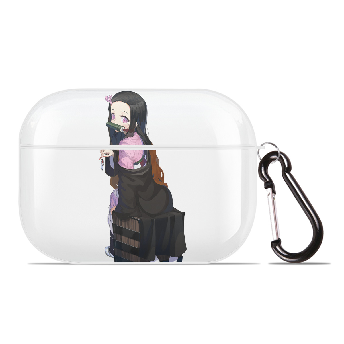 （画像用） 鬼滅の刃（きめつのやいば）竈門 禰󠄀豆子／かまど ねずこ Kamado Nezuko 【AirPods Pro用】ハードシェル保護ケース 耐衝撃・防指紋・カラビナ付き商品仕様