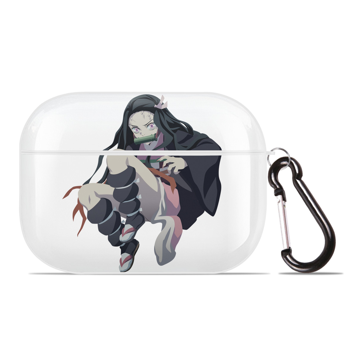 （画像用） 鬼滅の刃（きめつのやいば）竈門 禰󠄀豆子／かまど ねずこ Kamado Nezuko 【AirPods Pro用】ハードシェル保護ケース 耐衝撃・防指紋・カラビナ付き商品仕様