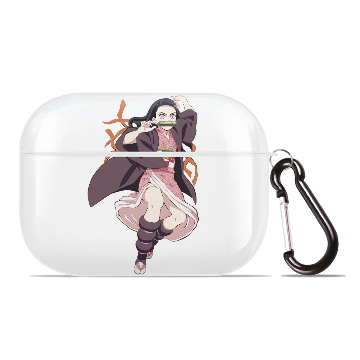 （画像用） 鬼滅の刃（きめつのやいば）竈門 禰󠄀豆子／かまど ねずこ Kamado Nezuko 【AirPods Pro用】ハードシェル保護ケース 耐衝撃・防指紋・カラビナ付き商品仕様