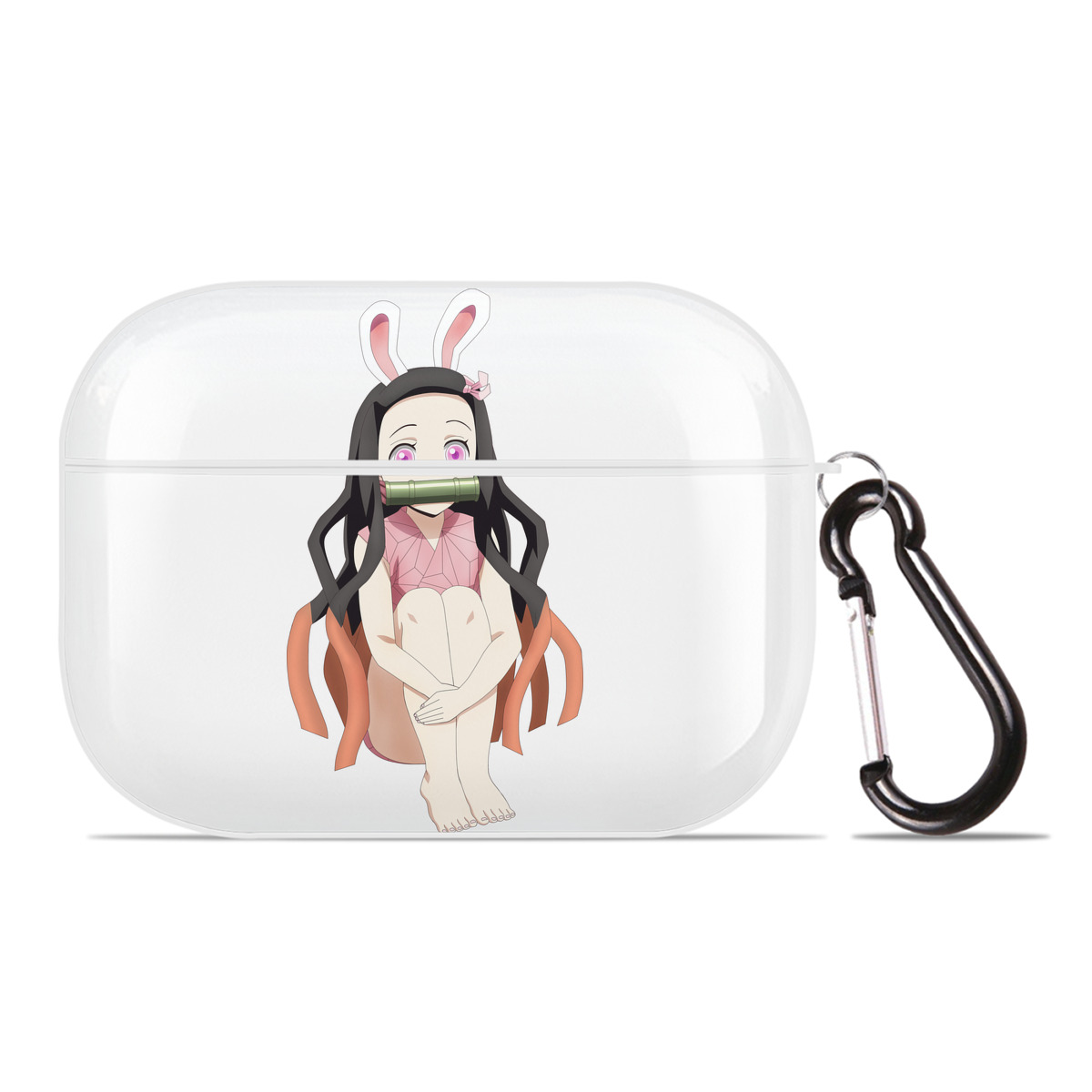 （画像用） 鬼滅の刃（きめつのやいば）竈門 禰󠄀豆子／かまど ねずこ Kamado Nezuko 【AirPods Pro用】ハードシェル保護ケース 耐衝撃・防指紋・カラビナ付き商品仕様