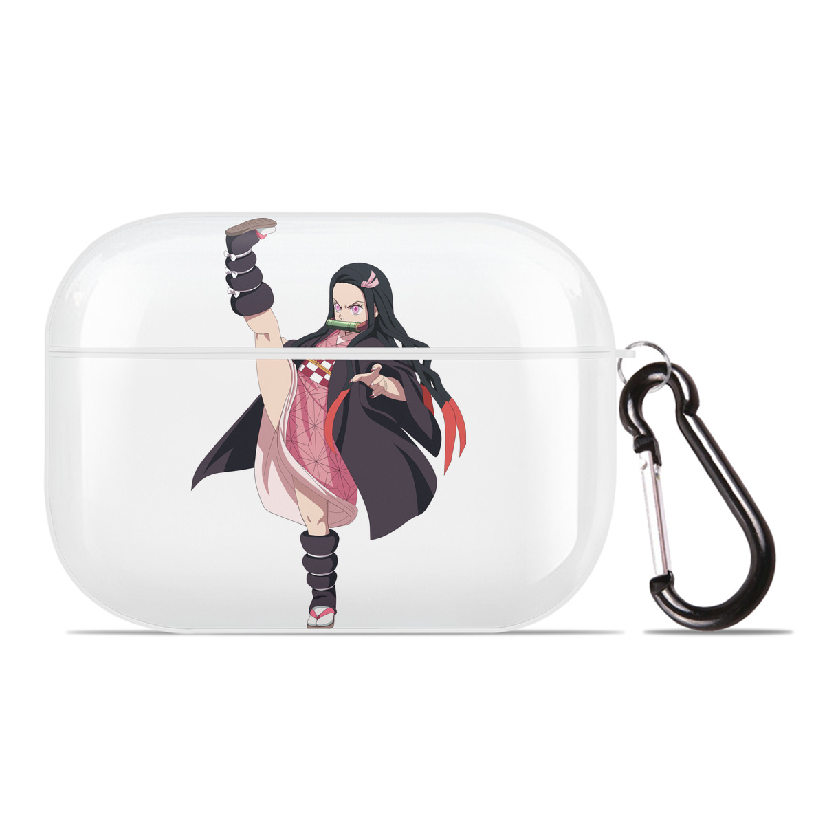 （画像用） 鬼滅の刃（きめつのやいば）竈門 禰󠄀豆子／かまど ねずこ Kamado Nezuko 【AirPods Pro用】ハードシェル保護ケース 耐衝撃・防指紋・カラビナ付き商品仕様