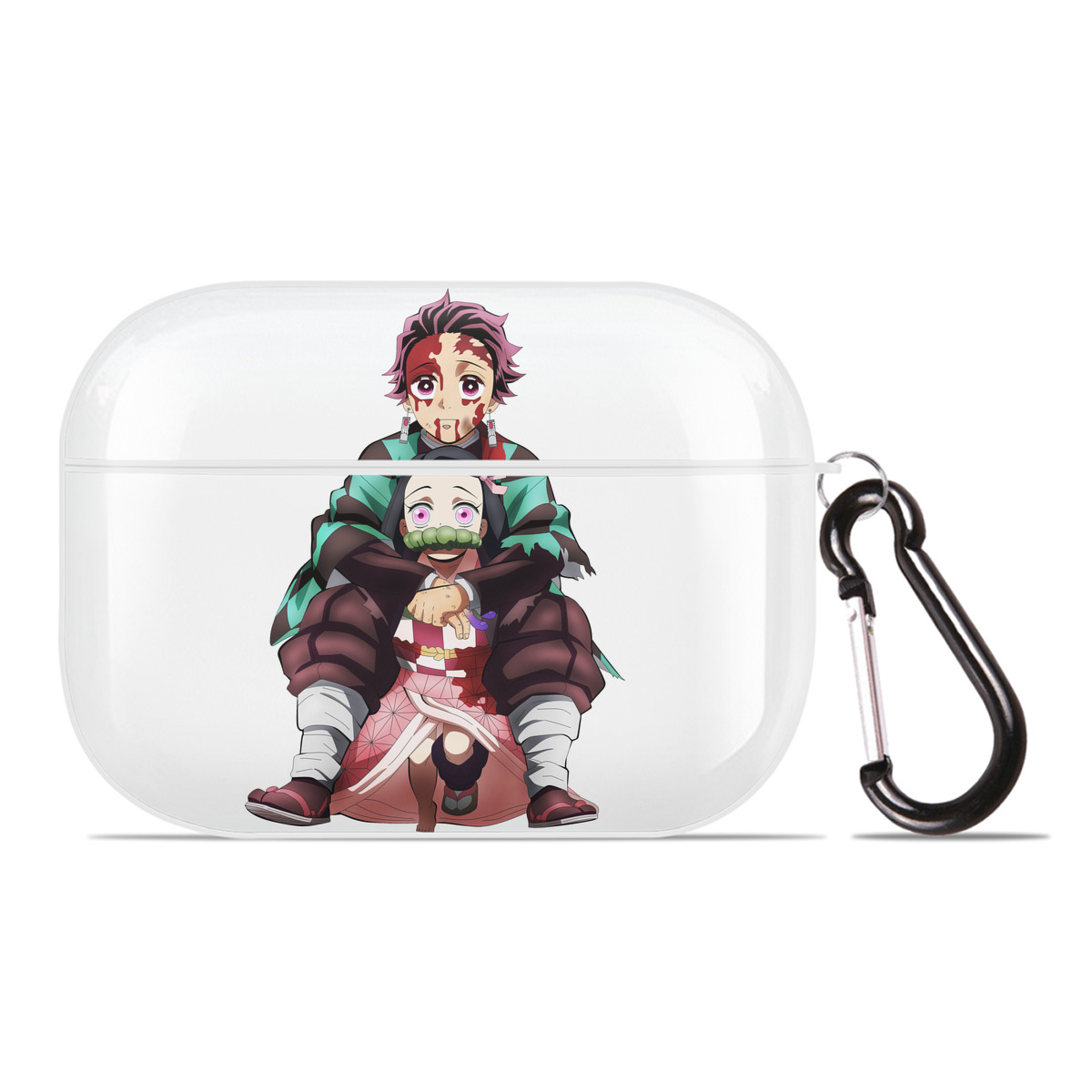 （画像用） 鬼滅の刃（きめつのやいば）竈門 禰󠄀豆子／かまど ねずこ Kamado Nezuko 【AirPods Pro用】ハードシェル保護ケース 耐衝撃・防指紋・カラビナ付き商品仕様