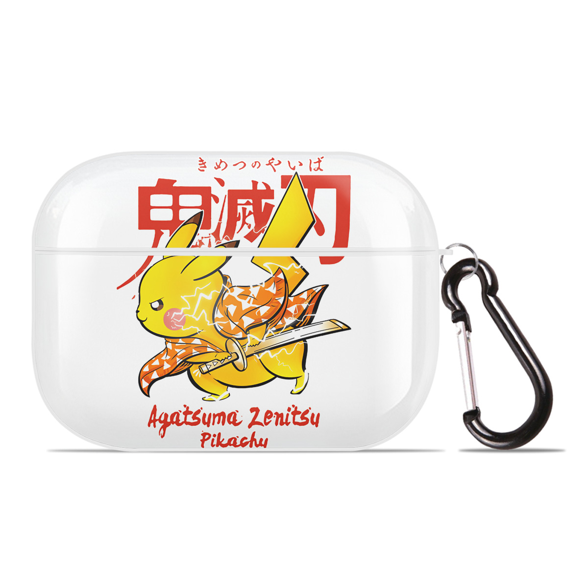 （画像用） 鬼滅の刃（きめつのやいば）我妻 善逸／あがつま ぜんいつ Agatsuma Zenitsu 【AirPods Pro用】ハードシェル保護ケース 耐衝撃・防指紋・カラビナ付き商品仕様