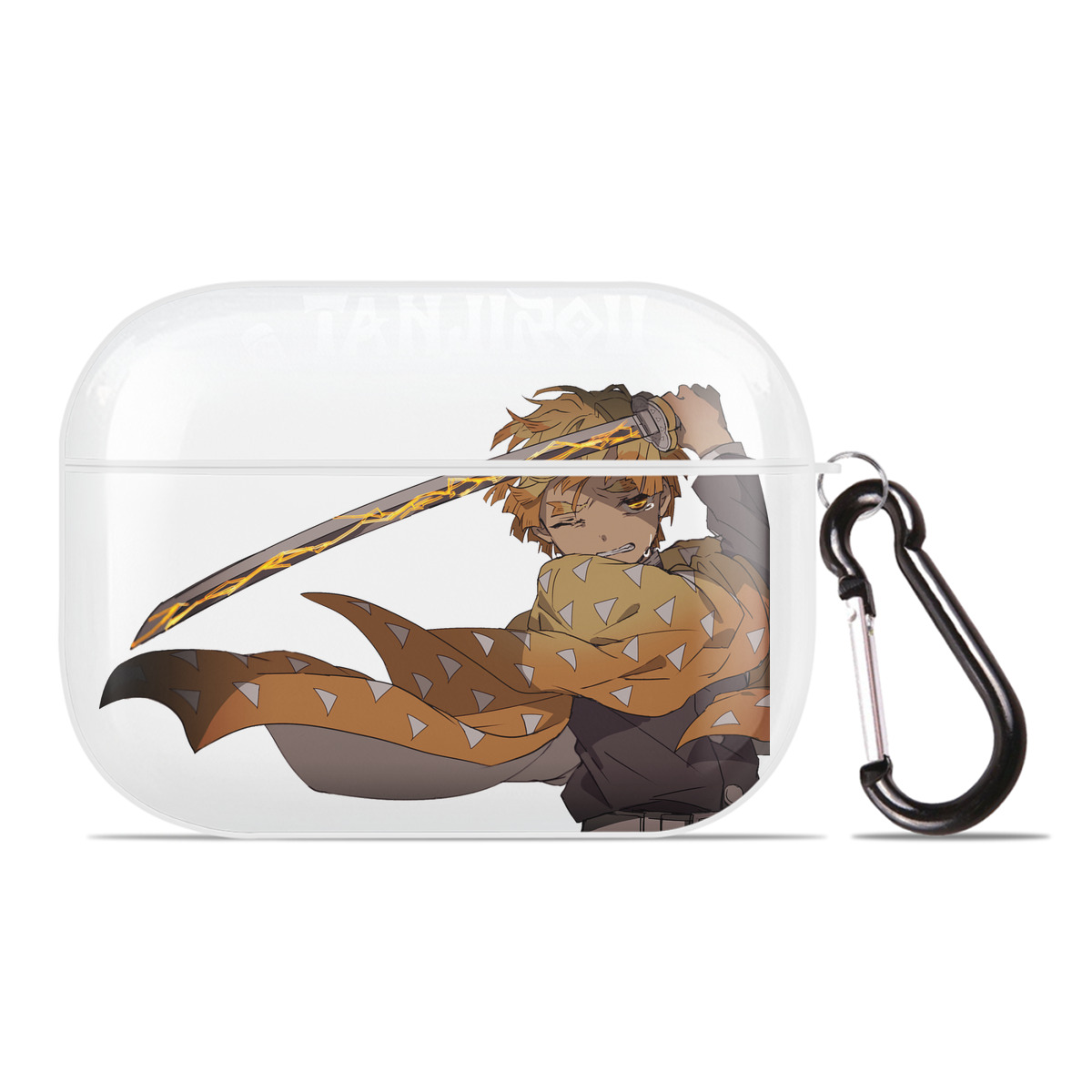 （画像用） 鬼滅の刃（きめつのやいば）我妻 善逸／あがつま ぜんいつ Agatsuma Zenitsu 【AirPods Pro用】ハードシェル保護ケース 耐衝撃・防指紋・カラビナ付き商品仕様