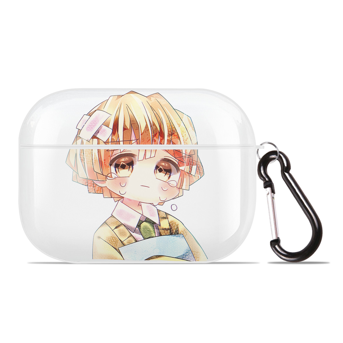 （画像用） 鬼滅の刃（きめつのやいば）我妻 善逸／あがつま ぜんいつ Agatsuma Zenitsu 【AirPods Pro用】ハードシェル保護ケース 耐衝撃・防指紋・カラビナ付き商品仕様