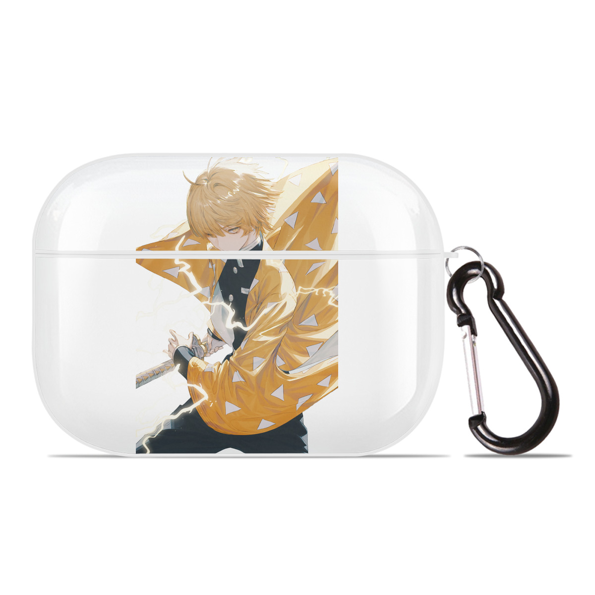 （画像用） 鬼滅の刃（きめつのやいば）我妻 善逸／あがつま ぜんいつ Agatsuma Zenitsu 【AirPods Pro用】ハードシェル保護ケース 耐衝撃・防指紋・カラビナ付き商品仕様