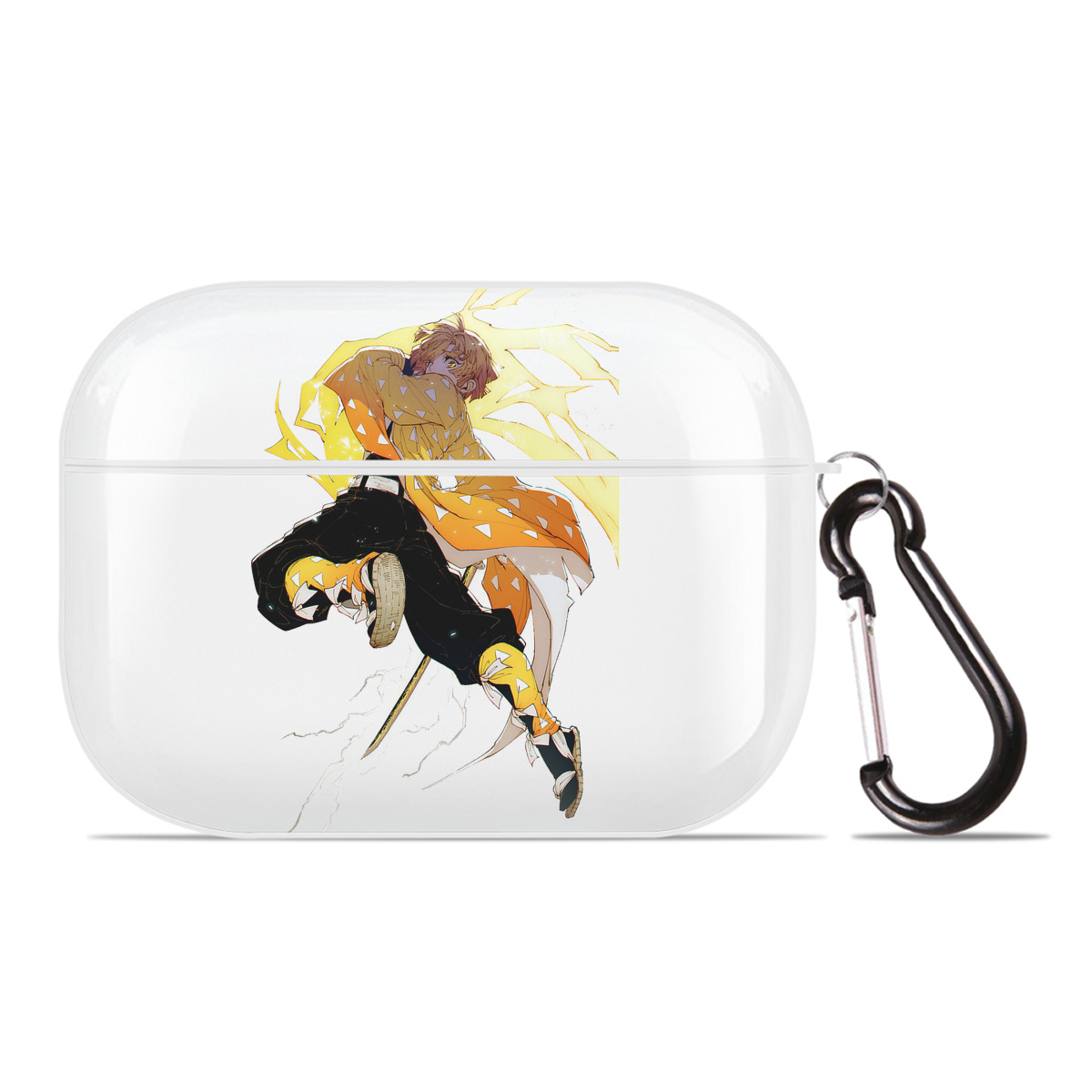 （画像用） 鬼滅の刃（きめつのやいば）我妻 善逸／あがつま ぜんいつ Agatsuma Zenitsu 【AirPods Pro用】ハードシェル保護ケース 耐衝撃・防指紋・カラビナ付き商品仕様