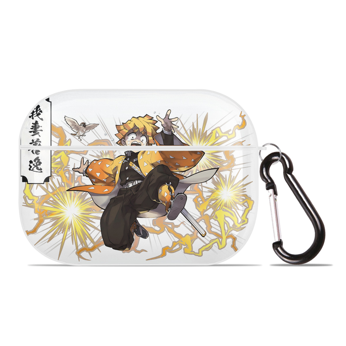 （画像用） 鬼滅の刃（きめつのやいば）我妻 善逸／あがつま ぜんいつ Agatsuma Zenitsu 【AirPods Pro用】ハードシェル保護ケース 耐衝撃・防指紋・カラビナ付き商品仕様