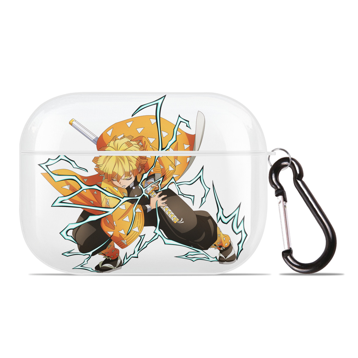 （画像用） 鬼滅の刃（きめつのやいば）我妻 善逸／あがつま ぜんいつ Agatsuma Zenitsu 【AirPods Pro用】ハードシェル保護ケース 耐衝撃・防指紋・カラビナ付き商品仕様