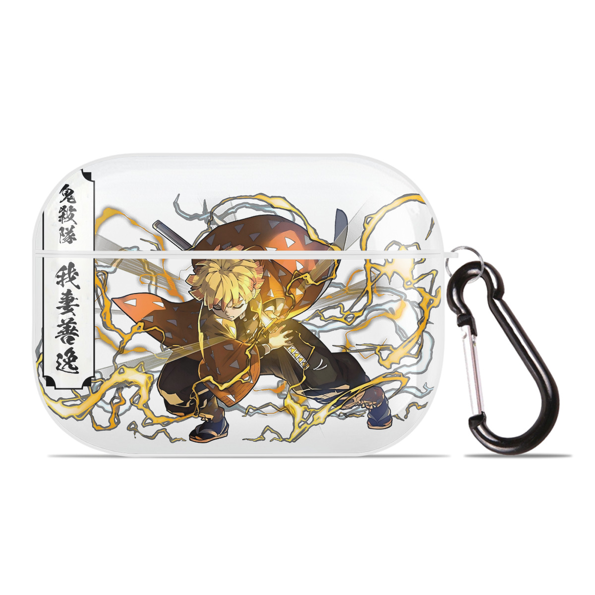（画像用） 鬼滅の刃（きめつのやいば）我妻 善逸／あがつま ぜんいつ Agatsuma Zenitsu 【AirPods Pro用】ハードシェル保護ケース 耐衝撃・防指紋・カラビナ付き商品仕様